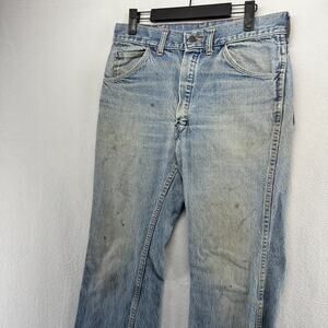 Vintage Big Yank Jeans Fits 30x30 Blue Faded Whisker Bootcut Flared Scovill 70s